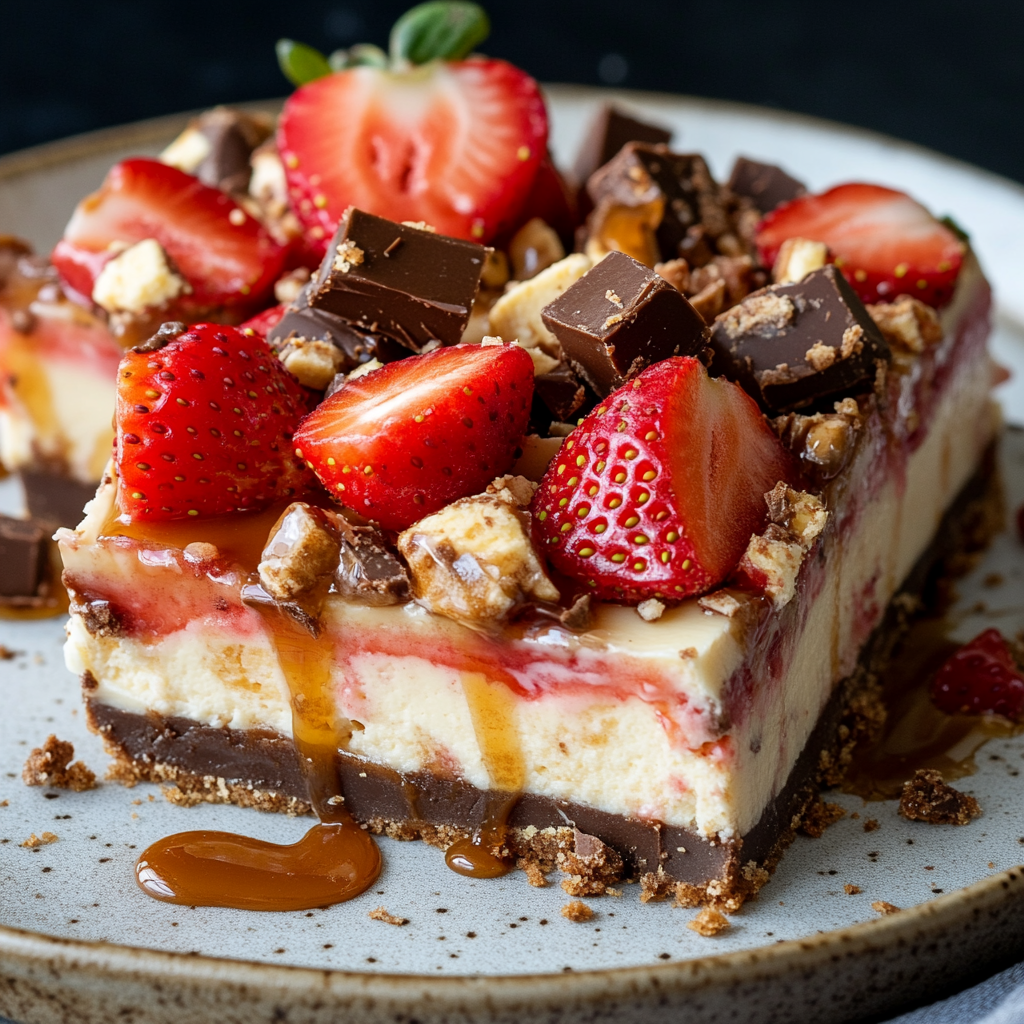 Snickers Strawberry Cheesecake Bars