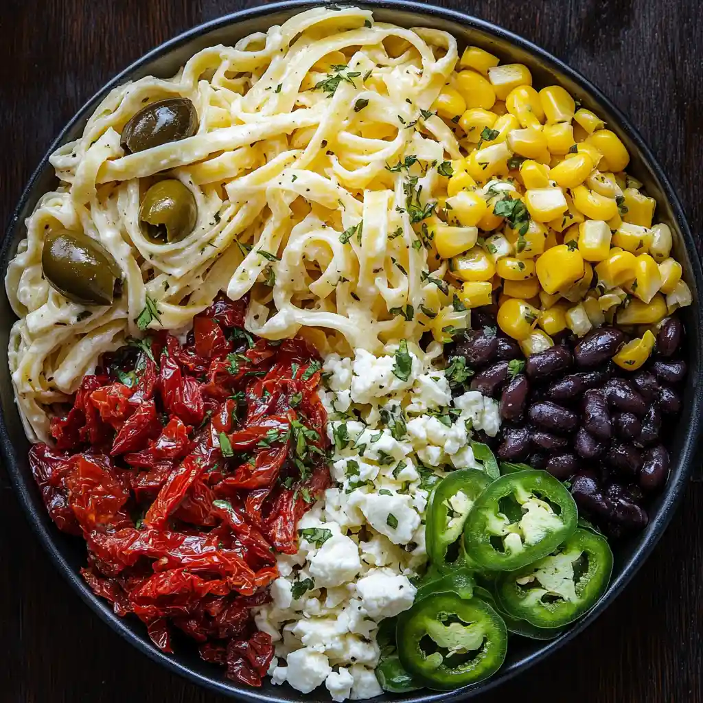 Creative_Alfredo_pasta_fusion_dish_with_Mediterr vibrant_chicken_Alfredo_pasta_plate_featurin